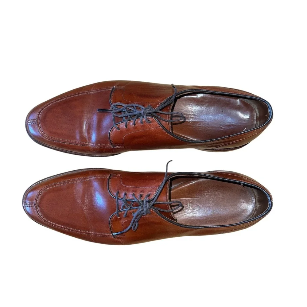 Allen Edmonds LaSalle Split Toe Derby Mens 12 Cognac Brown Leather Dress Shoes